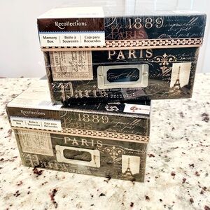 NWT PARIS EIFFEL TOWER THEMED MEMORY/ PHOTO BOXES/ GREAT 4 ORGANIZING/HOME DECOR